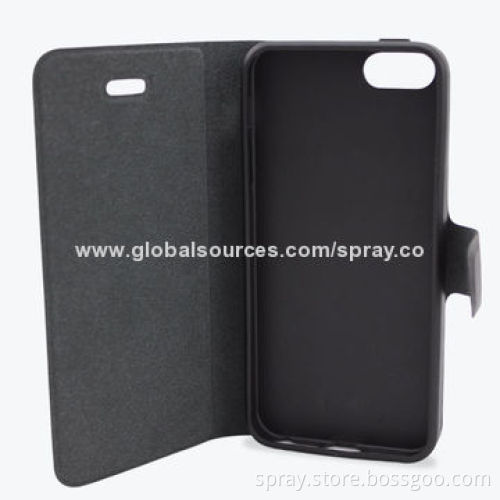 Slim Black Genuine Leather Cases for iPhone 5S, Soft TPU Holder, Simple Design